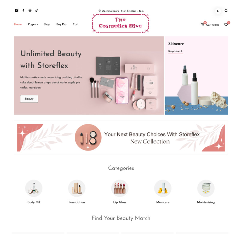 🥇 The Cosmetics Hive Established Turnkey Website Template For Sale