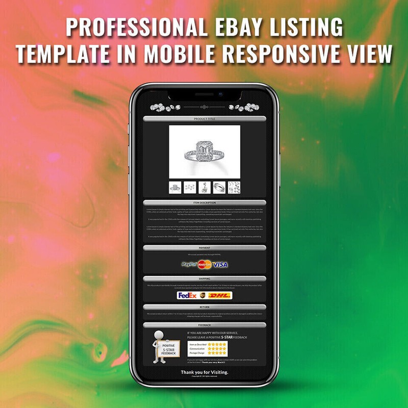 eBay Templates, Auction Mobile Responsive html Templates 2019 Ready for Jewelry gallery