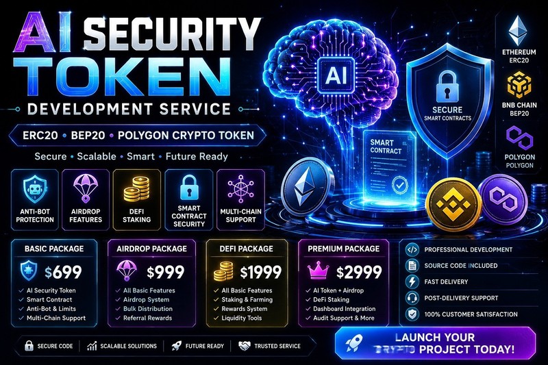 AI-Powered Security Token Development Services on ERC20, BEP20 & Polygon