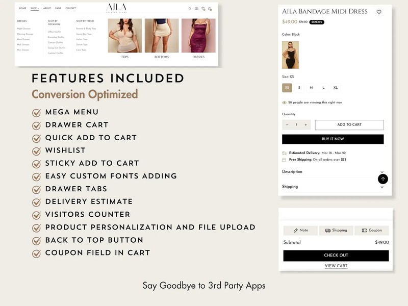 Aila Shopify Theme, Elegant Boutique Shopify Template, Fashion Store Shopify 2.0 gallery