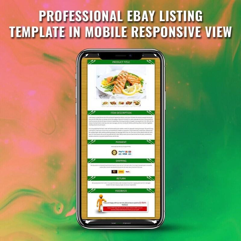 Mobile Responsive eBay Listing Template Auction Gallery Html for Food gallery