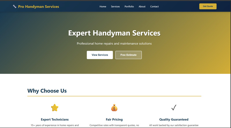 Professional Handyman Website HTML Template - Premium Design gallery