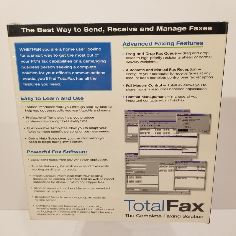 Intelliquis Total Fax TotalFax Software Rare Vintage Windows 95/98, NT/2000 NEW gallery