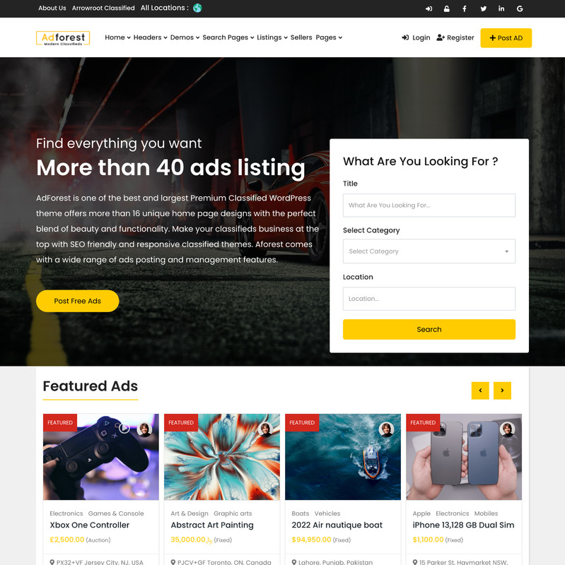 Craigslist Style Classified Website Design with Free 5GB VPS Web Hosting