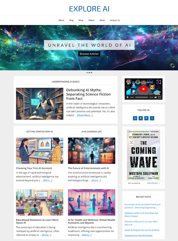 [NEW DESIGN] * Explore AI Website * Artificial Intelligence Blog AUTO CONTENT gallery