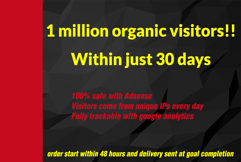 1 million organic traffic, keywords targeted real visitors
