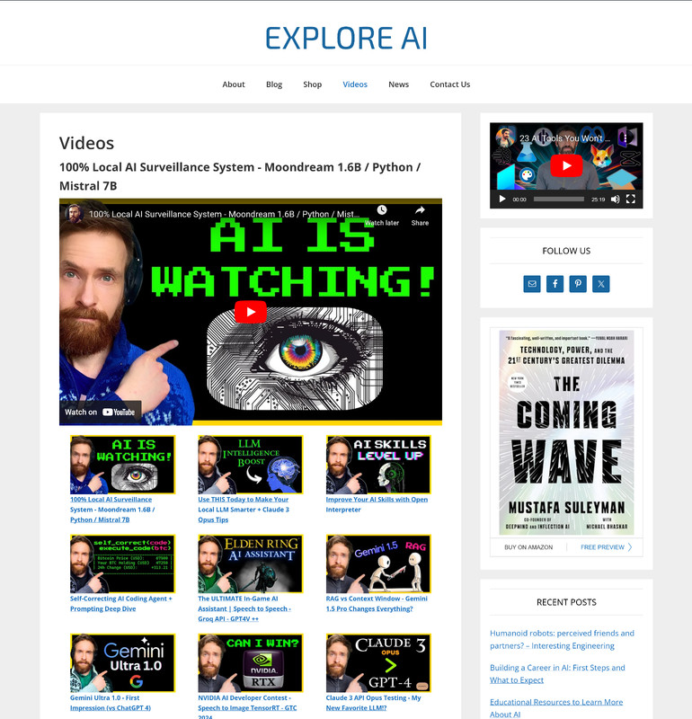 [NEW DESIGN] * Explore AI Website * Artificial Intelligence Blog AUTO CONTENT gallery