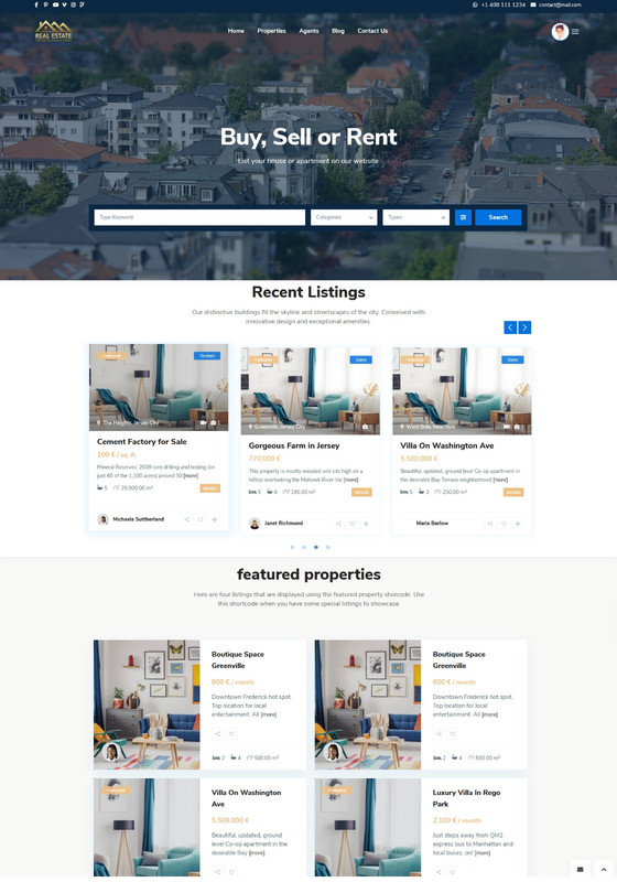 Real Estate Buy, Sell and Rental WebSite + Free Hosting with SSL
