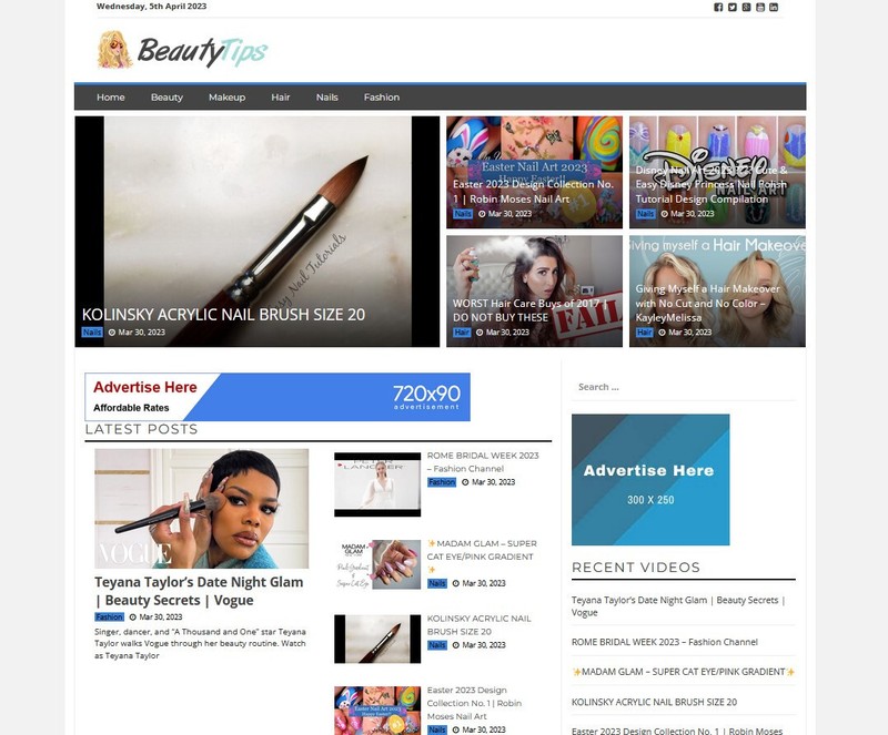 Beauty Tips Video Blog Website on AutoPilot + Free Hosting