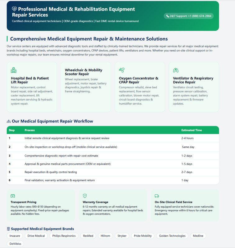 Med Equipment Rental Website Free hosting / Free Installation Setup gallery