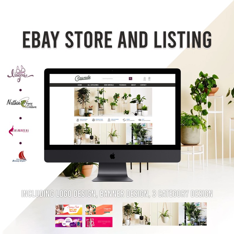 eBay store Listing Template design, Emerald theme Purple FREE LOGO,BANNER DESIGN gallery