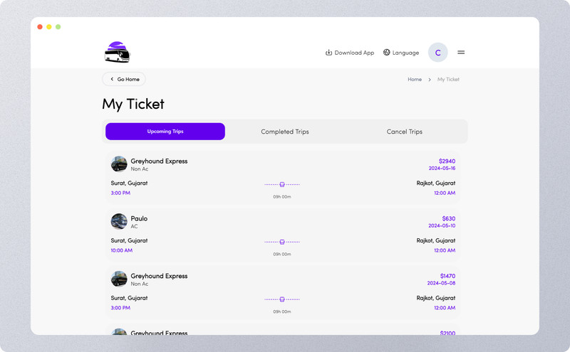 TripBus – Flutter Multi-Vendor Bus Ticket Booking App | Reservation System gallery