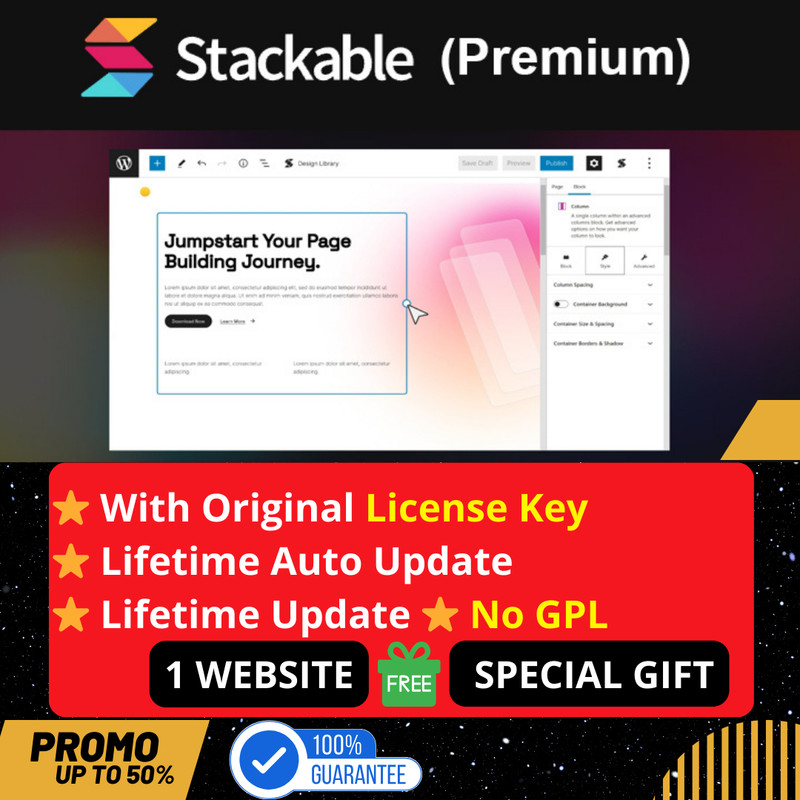 Stackable -Gutenber Blocks WordPress Plugin⭐with Original License Key⭐BONUS GIFT