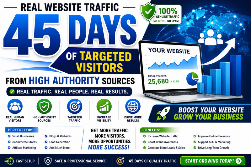 45 Days Real Website Traffic | Targeted Visitors | SEO Marketing Promotion