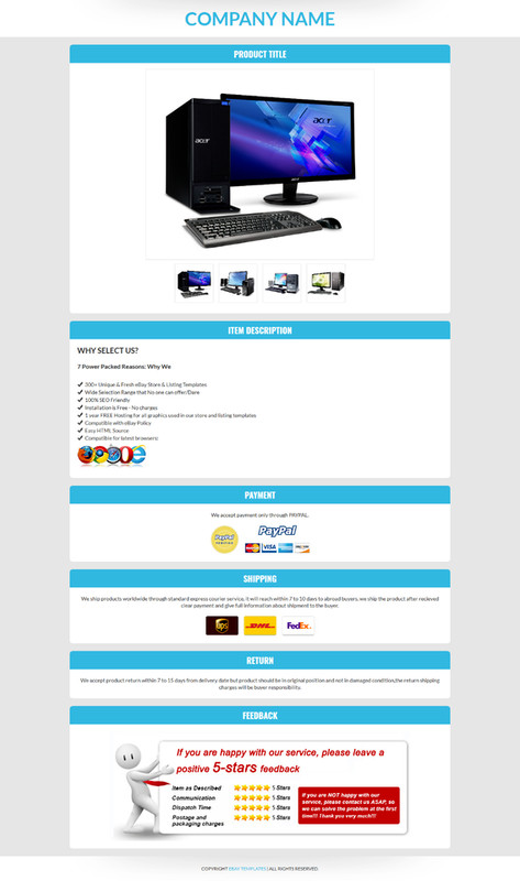 Ebay Templates Listing Auction Professional Responsive Mobile Design HTML 2019