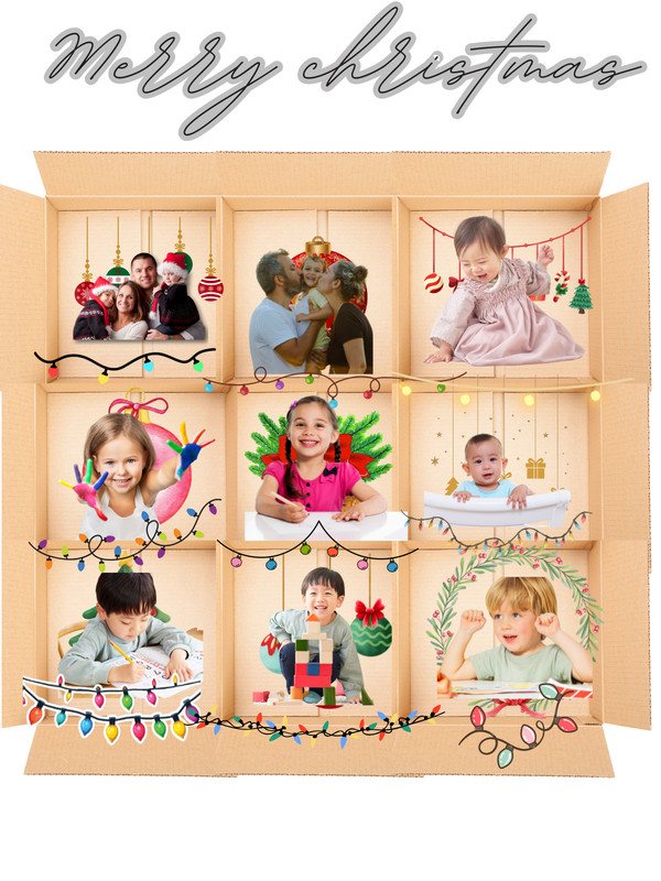 Hollywood Squares Style Photo Collage Template | 3D Cardboard Boxes
