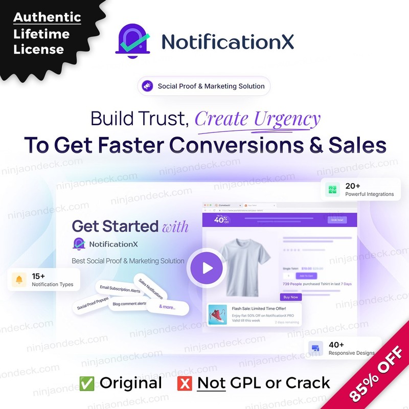 🥷 NotificationX Official License ‒ Lifetime / 1-Year