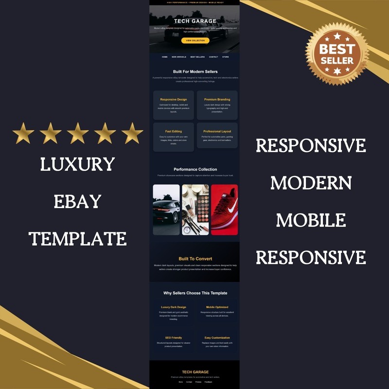 eBay HTML Template Responsive Automotive Tech Electronics Store Design 2026✅ gallery