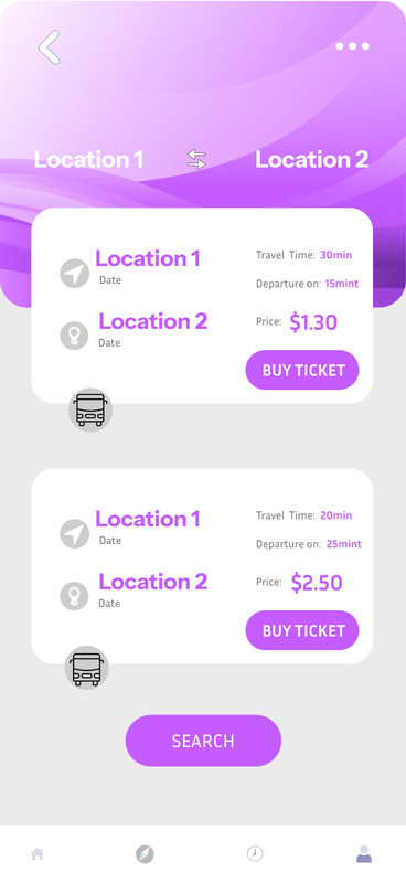 Bus Ticket App UI Template | Mobile Travel Booking Design | Modern Purple Layout gallery