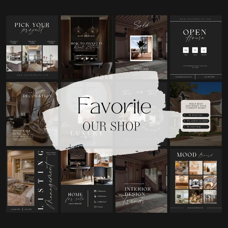 Luxury Real Estate Brand Kit Logo Suite + Colors + Fonts + Social Canva gallery