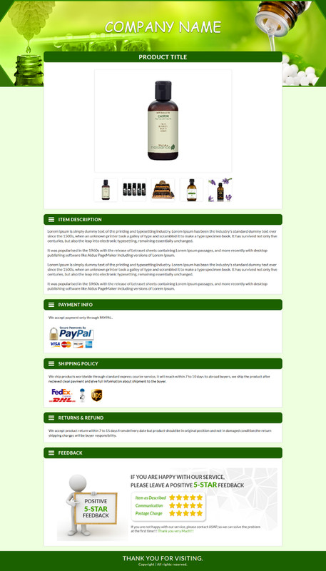 eBay Templates Mobile Responsive eBay Listing Auction Template for Medical