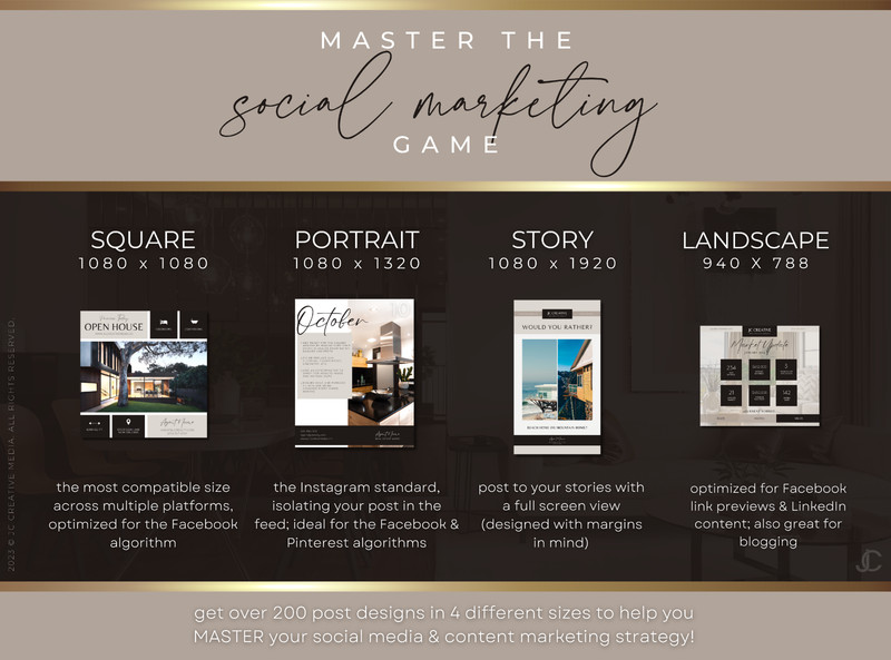 Luxury Real Estate Social Media Marketing Kit | 990+ Premium Canva Templates gallery
