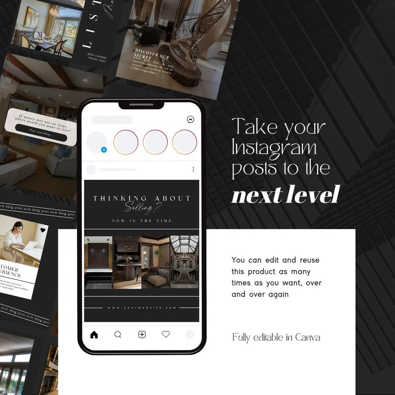 Luxury Real Estate Brand Kit Logo Suite + Colors + Fonts + Social Canva gallery