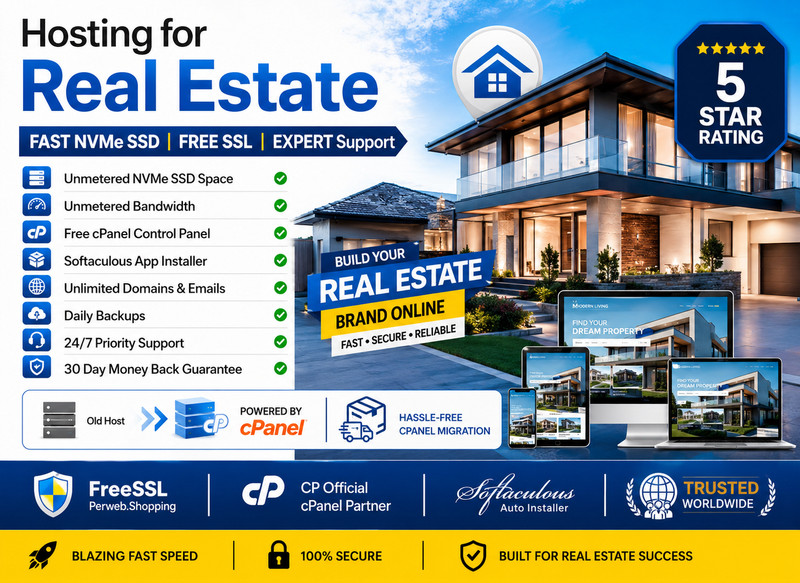 Hosting for Real Estate – 🏠 Unlimited SSD + Email + 24/7 Support | $14.99/Year!