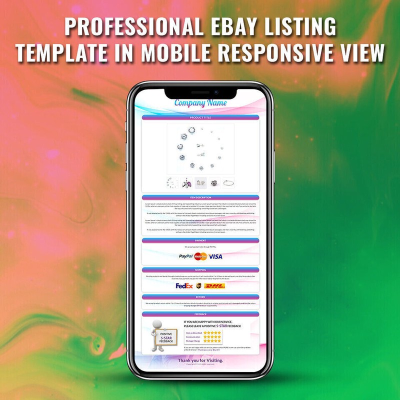 eBay Mobile Responsive eBay Listing Template Auction Template gallery