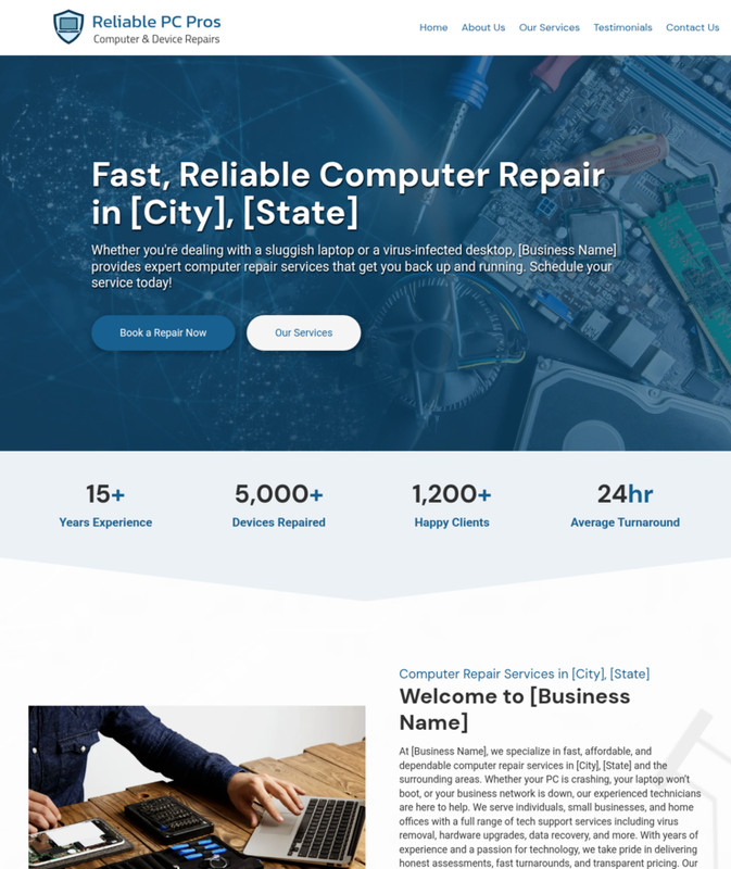 Computer Repair Customized Business Website *SEE FULL DESCRIPTION*
