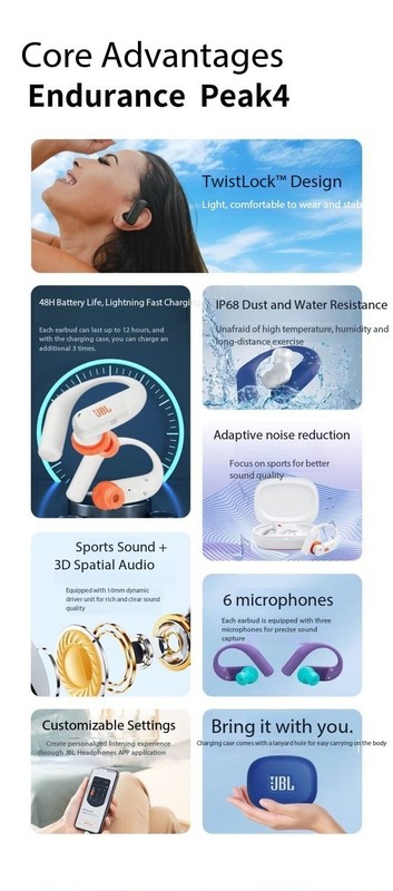 JBL Endurance Peak 4 Wireless Bluetooth Earphones with Active Noise Cancellation gallery