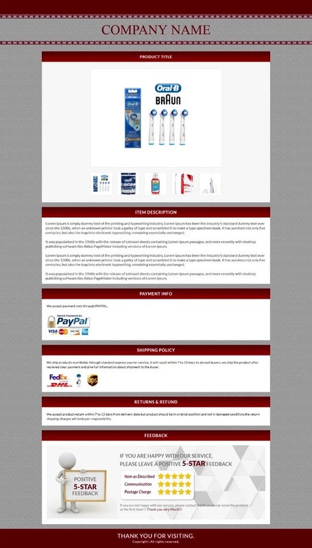 eBay Templates Mobile Responsive eBay Listing Auction Template 2025 Ready