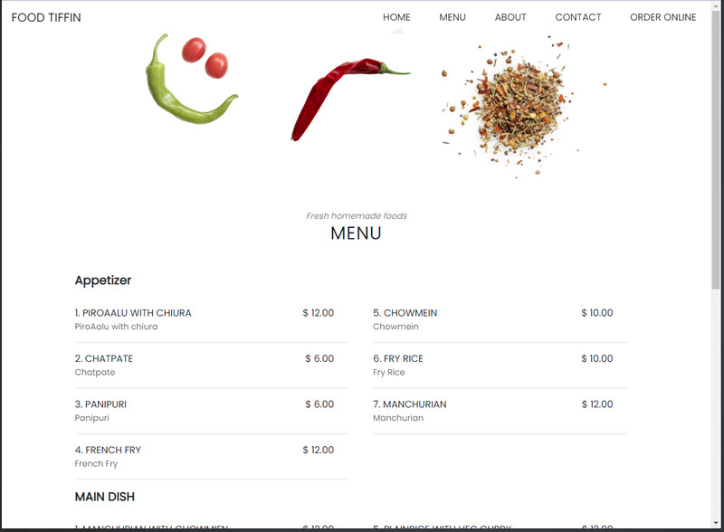 Food Tiffin HTML Bootstrap Responsive Template gallery