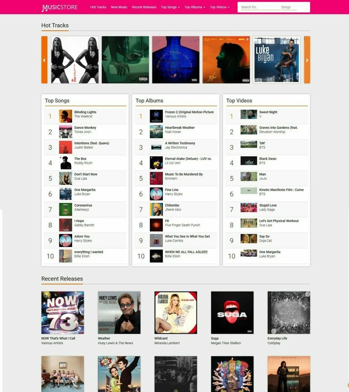 Music MP3 Store Website (Amazon, iTunes Affiliate) + Free Hosting
