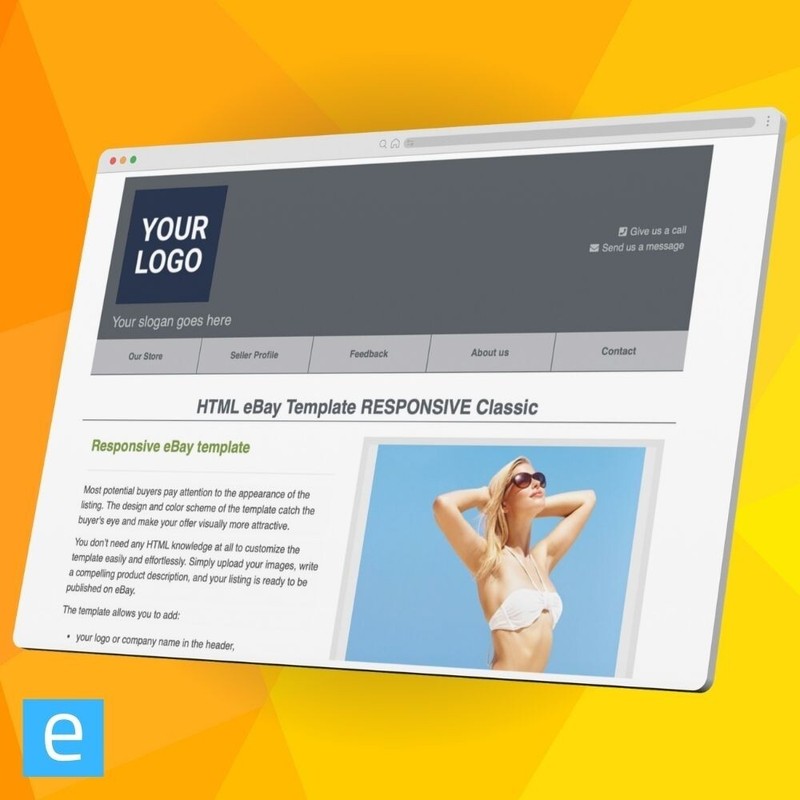 eBay Template RESPONSIVE Classic - grey - NO CODING REQUIRED - Editor included gallery