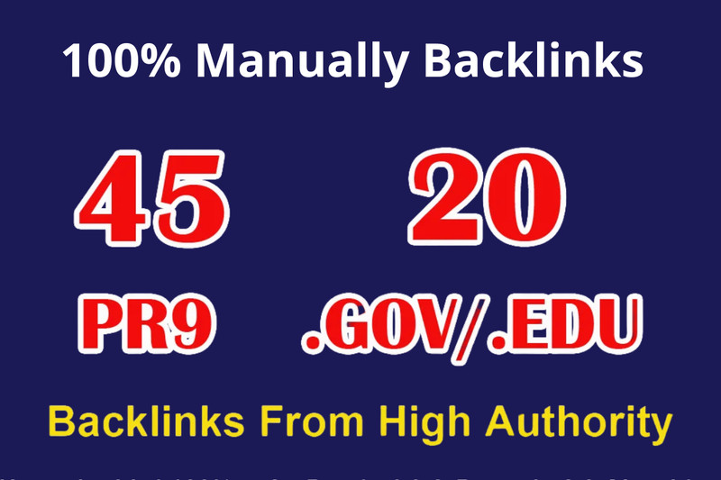 80+ DA 45 PR9 + 20 EDU/GOV High PR safe Permanent Backlinks