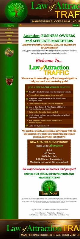 Established Traffic Exchange – Law of Attraction Traffic