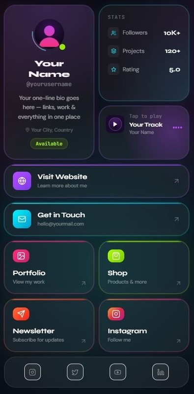 Premium Personal Branding Hub — Bento-Style Link-in-Bio Landing Page Fully Setu gallery