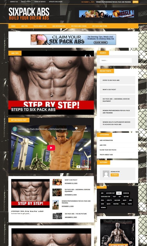 Six Pack Abs Workout Drop shipping /Affiliate Website + Free Hosting