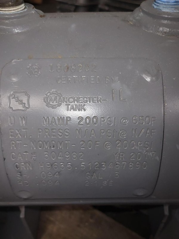 Manchester Tank cat# 304982 MAWP 200 PSI 3 GAL gallery