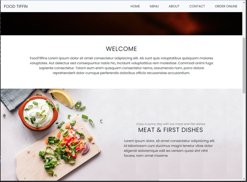 Food Tiffin HTML Bootstrap Responsive Template gallery