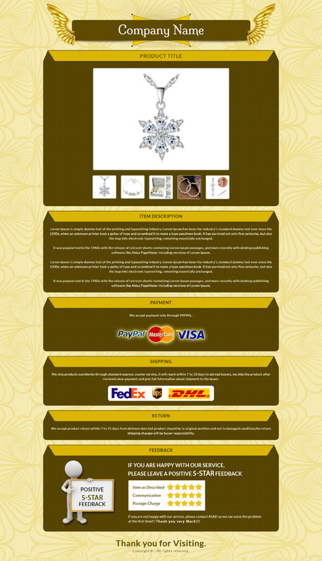 Professional eBay Mobile Responsive eBay Listing Template Auction Template