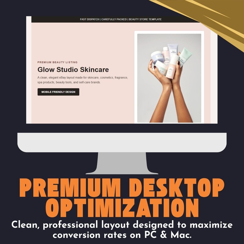 eBay Listing Template HTML Mobile Responsive Beauty Skincare Cosmetics 2026✅