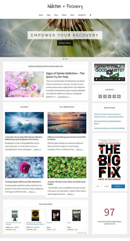 * RECOVERY & ADDICTION * store blog website business for sale with AUTO CONTENT gallery
