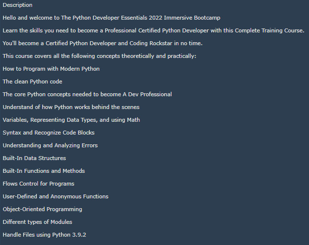 The Python Developer Essentials 2022 Immersive Bootcamp gallery