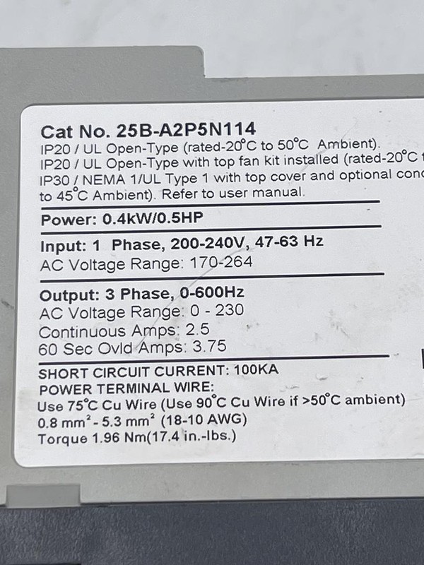 Allen Bradley 25B-A2P5N114 Ser A