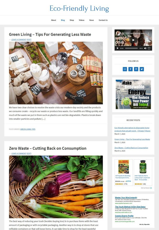 * Eco-Friendly Green Living Website * affiliate product blog AUTO POSTS gallery