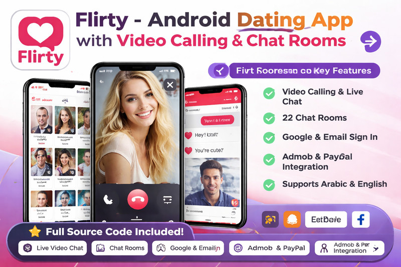 Flirty – Android Dating | Video Call, Chat Rooms, Subscription | Admin Panel