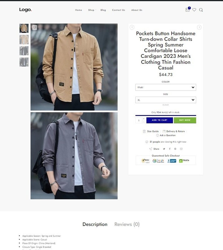 Dropshipping Website Ecommerce Business Affiliate, Free Hosting, Men's Shirts gallery