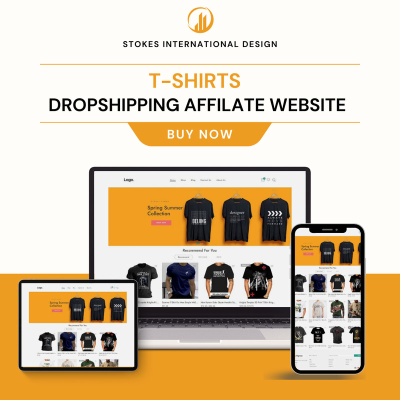 T-Shirts Dropshipping Website E-commerce Affiliate, Free Hosting & Installation